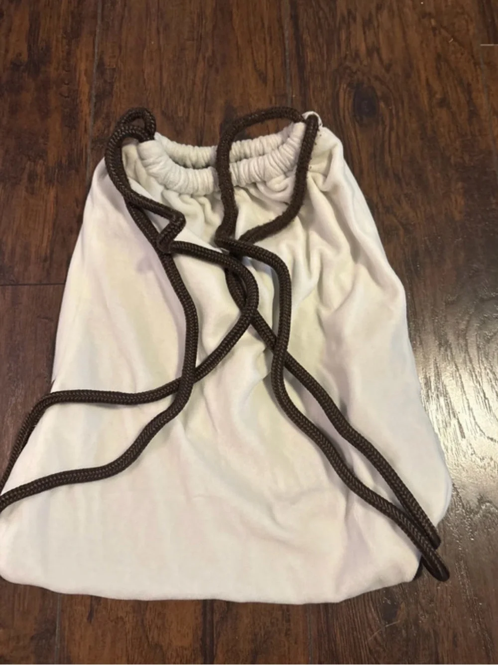 Y2K Nike velour White Drawstring Backpack with Brown Accents